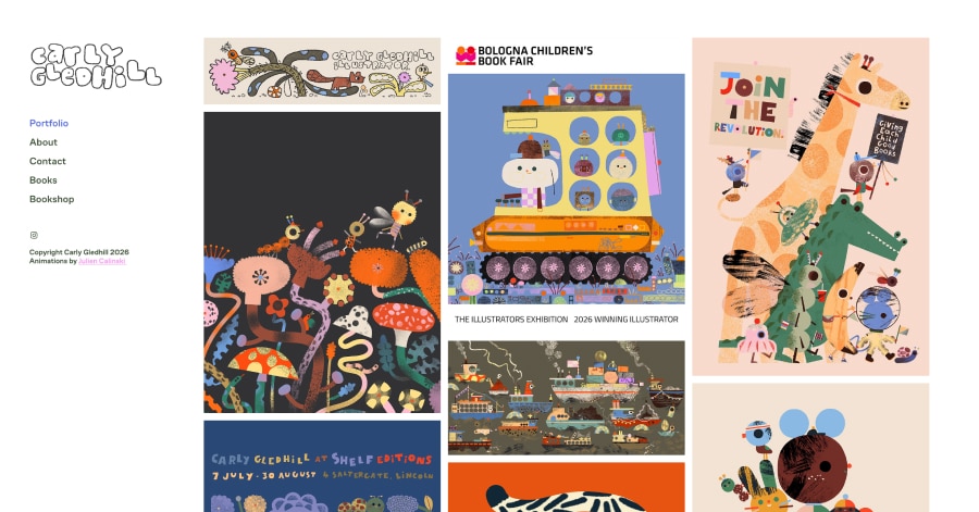 Carly Gledhill - Illustrator Website Examples