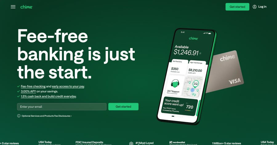 Chime - Fintech Startup Website Examples Chime - Fintech Startup Website Examples