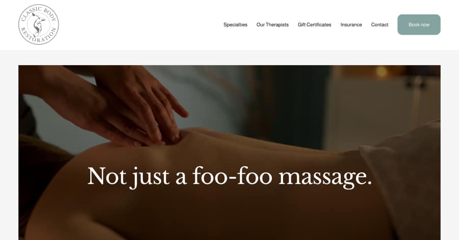 Classic Body Restoration - Massage Website Example Classic Body Restoration - Massage Website Example