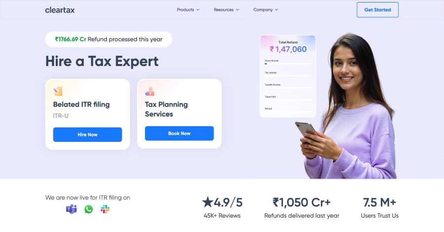 Cleartax - Fintech Startup Website Examples Cleartax - Fintech Startup Website Examples