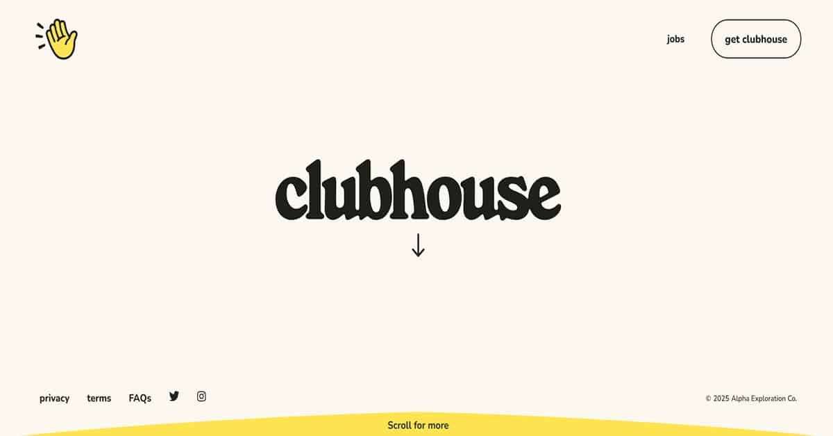 Clubhouse - Venture Capital Website Design clubhouse - startup website examples