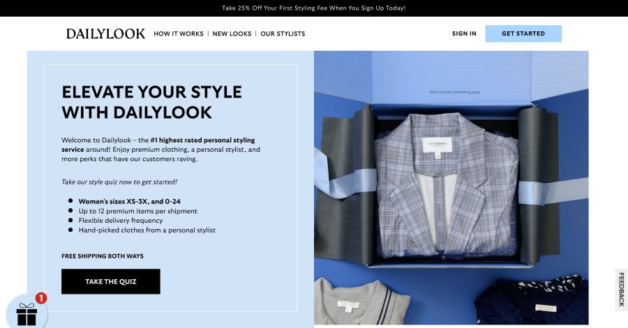 DailyLook - Personal Shopping Assistant Website Examples