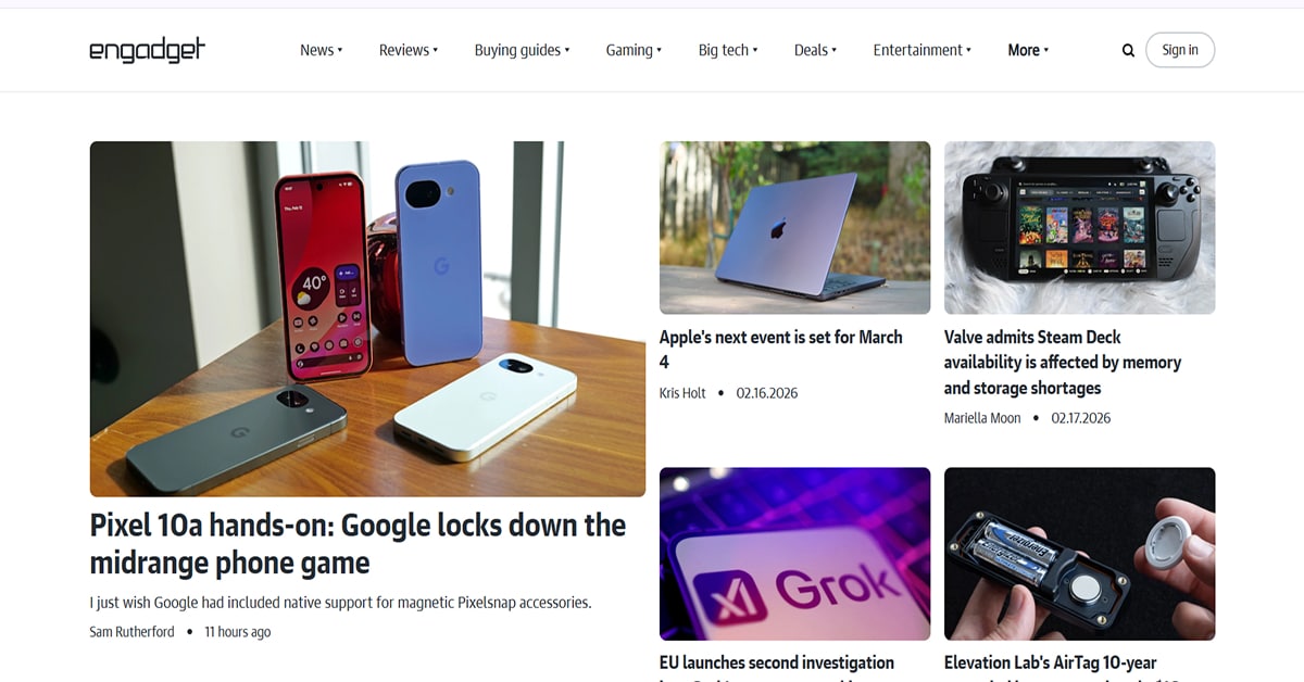 Endgadget - Technology Website Example Karkey - Technology Website Examples