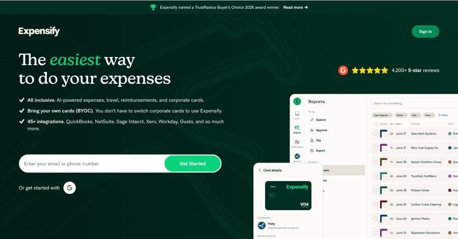 Expensify - Homepage Design Example