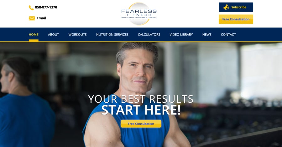 Fearless Fitness - Personal Trainer Website Example Fearless Fitness - Personal Trainer Website Example