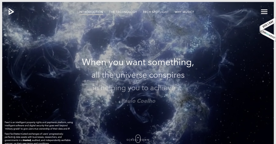Feedmusic - Parallax Website Example Joy Corrigan - Model Website Examples