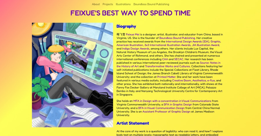 Feixue - Illustrator Website Examples