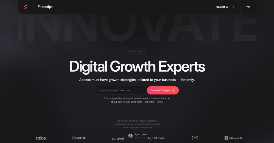 Firescript - Minimalist Website Example