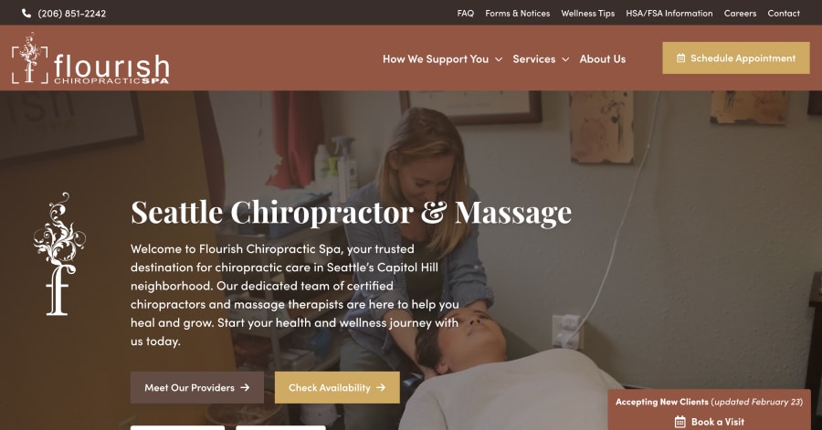 Flourish Chiropractic Spa - Massage Website Example Flourish Chiropractic Spa - Massage Website Example