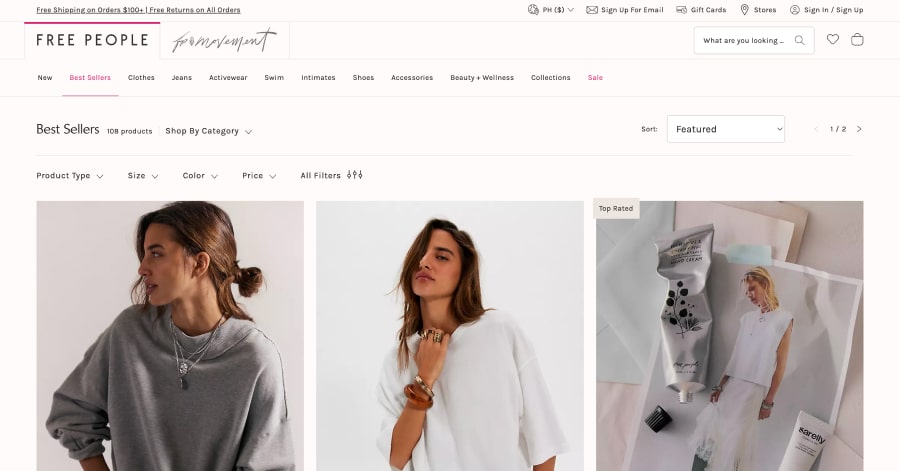 Free People - Pagination Design Example
