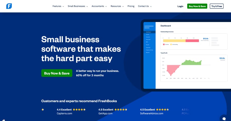 FreshBooks - Homepage Design Example