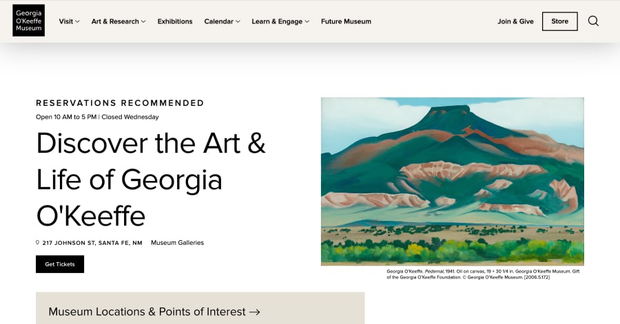 Georgia O'Keeffe - Museum Website Examples