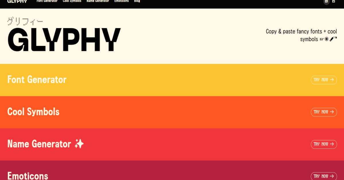 Glyphy - Yellow Website Examples