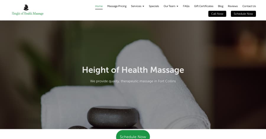 Height of Health Massage - Massage Website Example Height of Health Massage - Massage Website Example