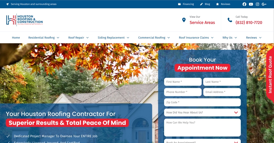 Houston Roofing - Roofing Website Example Houston Roofing - Roofing Website Example