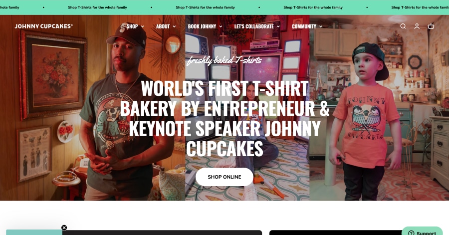Johnny Cupcakes - Homepage Design Example