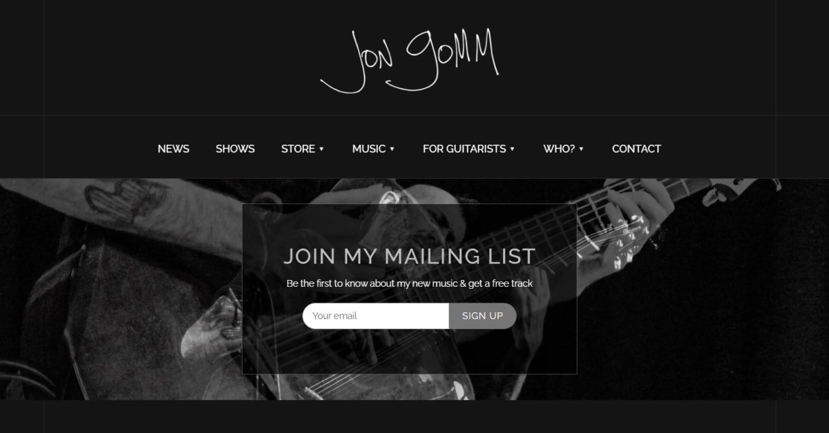Jon Gomm - Singer Website