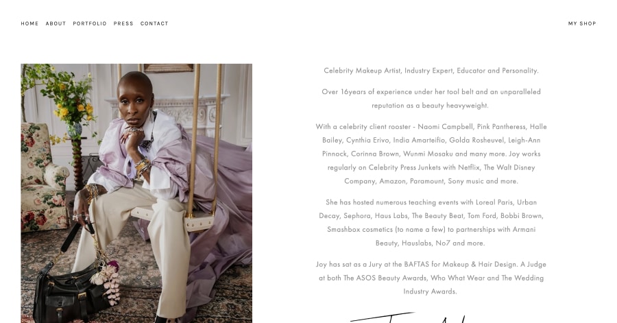 Joy Adenuga - Makeup Artist Website Example Joy Adenuga - Makeup Artist Website Example