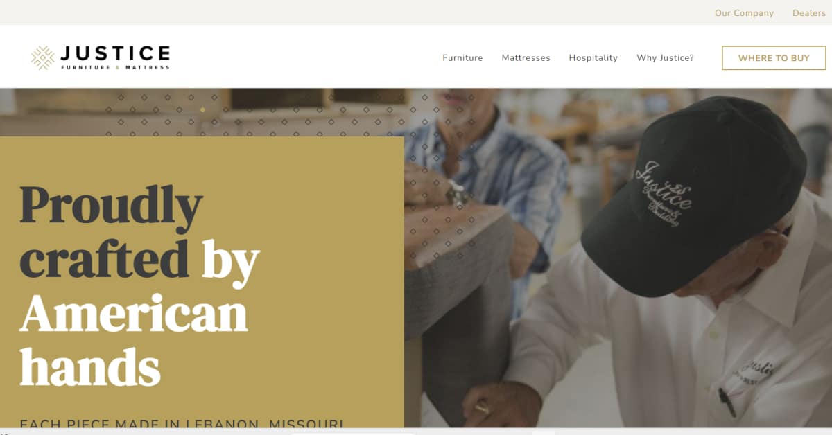 Justice Furniture - Furniture Website Examples