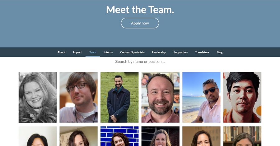 Khan Academy - Meet The Team Design Example