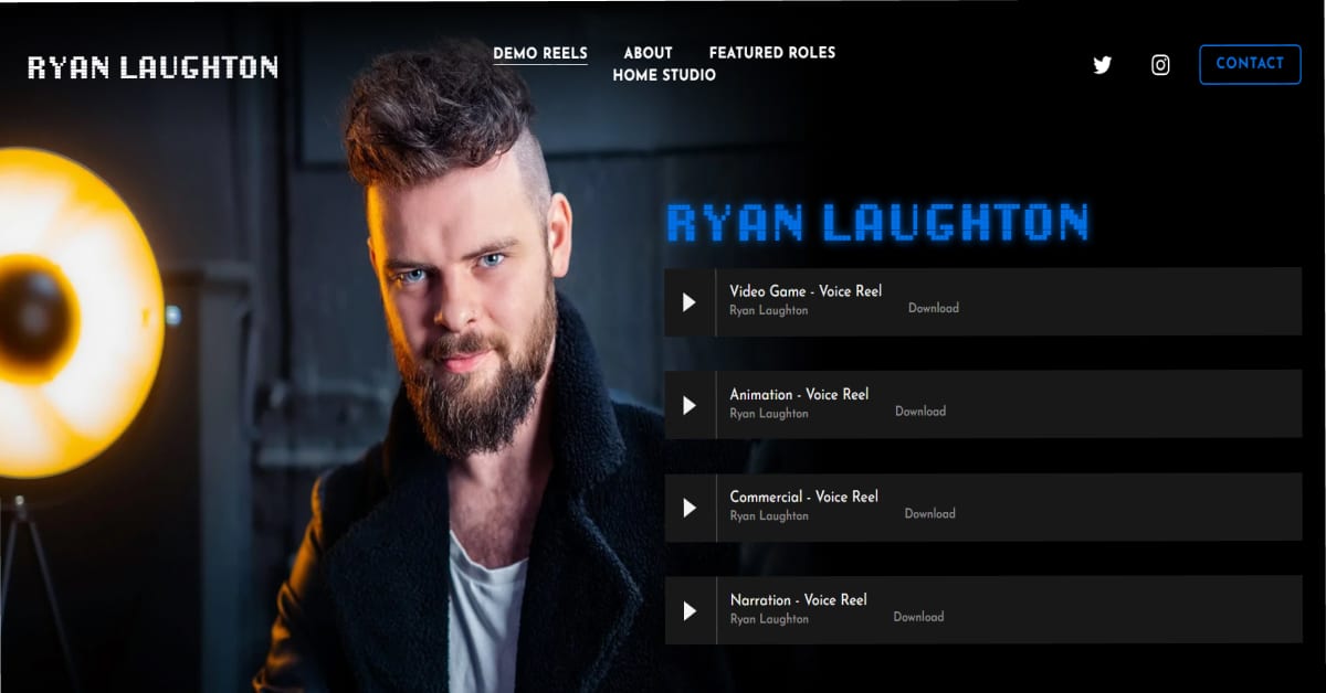 Laughton - Voice Actor Website ryan laughton - voice actor website examples