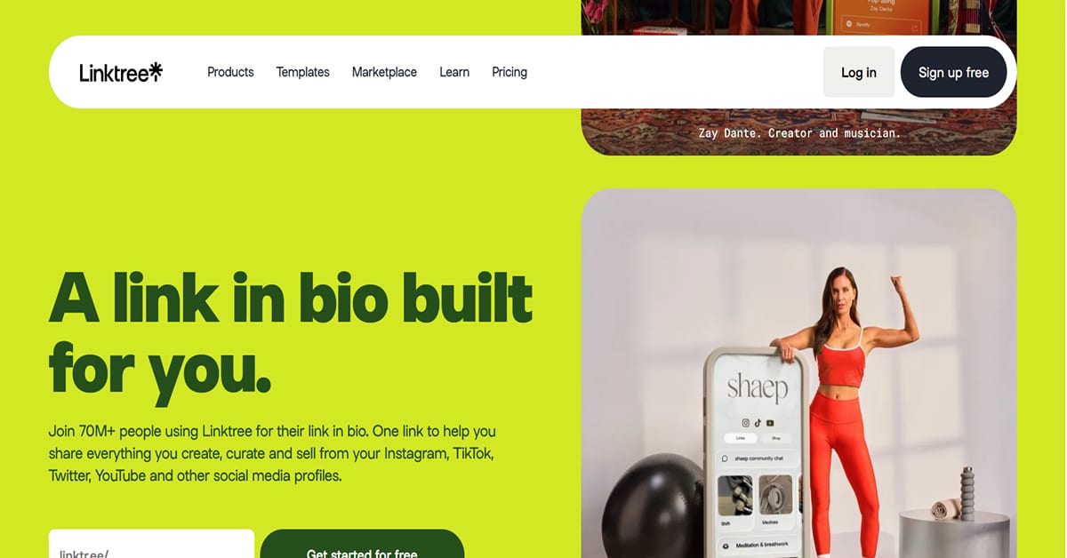 linktree - saas website examples