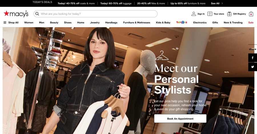 Macy's - Personal Shopping Assistant Website Examples