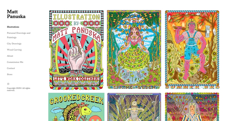 Matt Panuska - Illustrator Website Examples