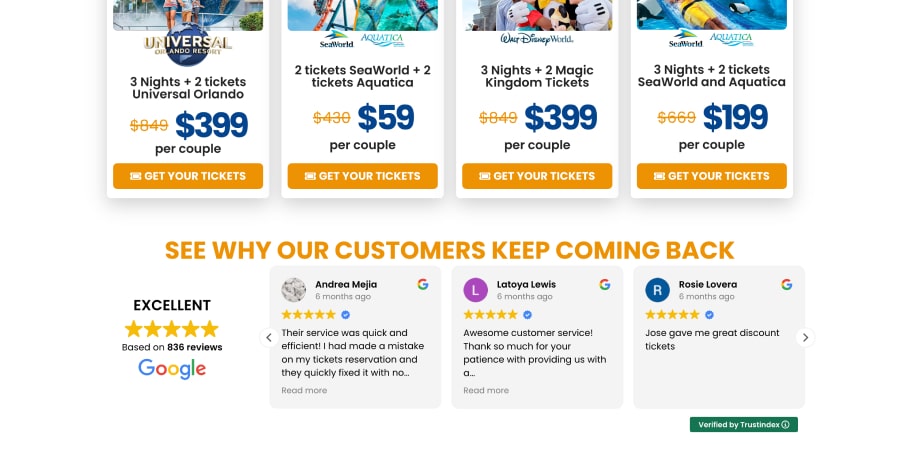 My Park Tickets - Pagination Design Example