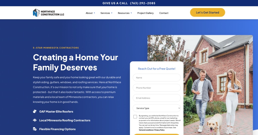 Northface Construction - Roofing Website Example Northface Construction - Roofing Website Example