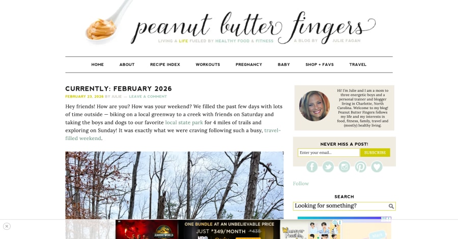 Peanut Butter Fingers - Lifestyle Website Example