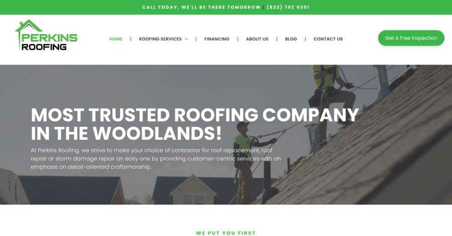 Perkins Roofing - Roofing Website Example Perkins Roofing - Roofing Website Example