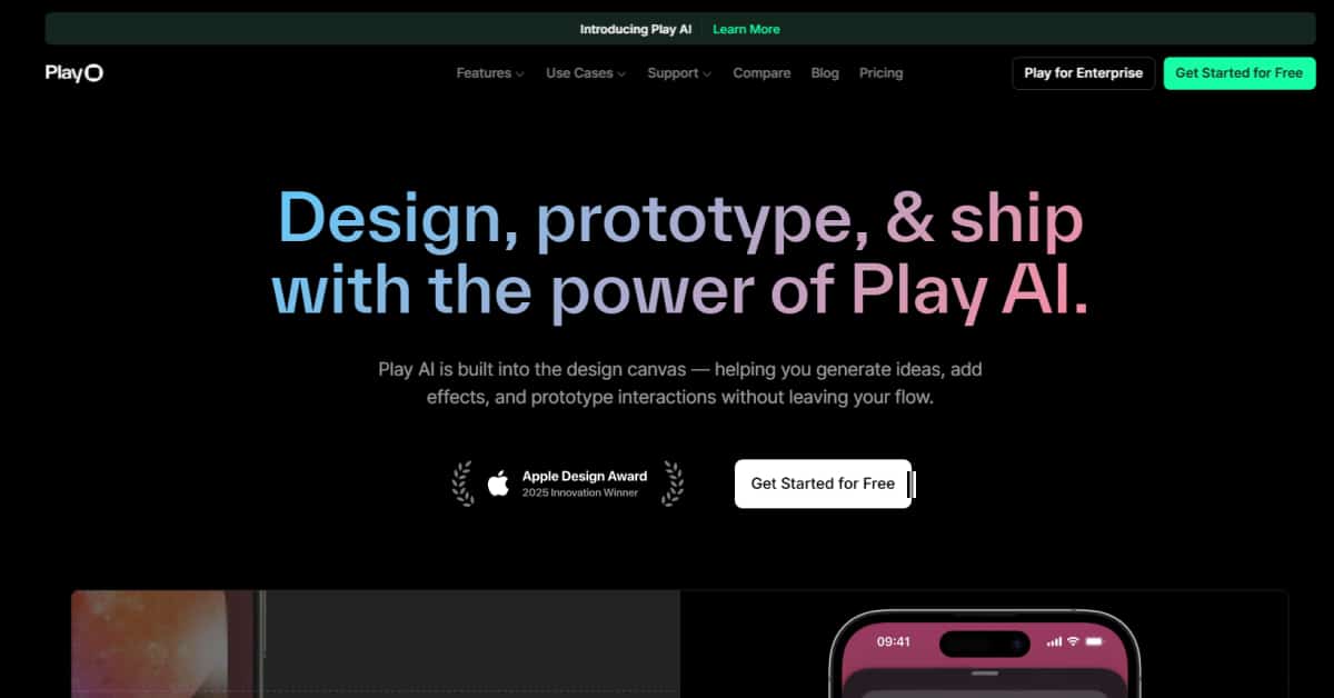 play - saas website examples