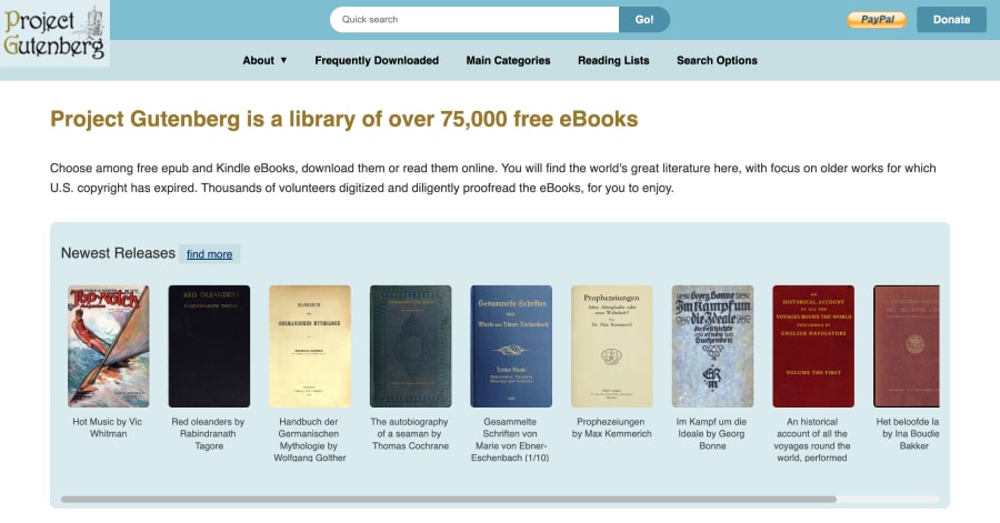 Project Gutenberg - Informational Website Example Project Gutenberg - Informational Website Example