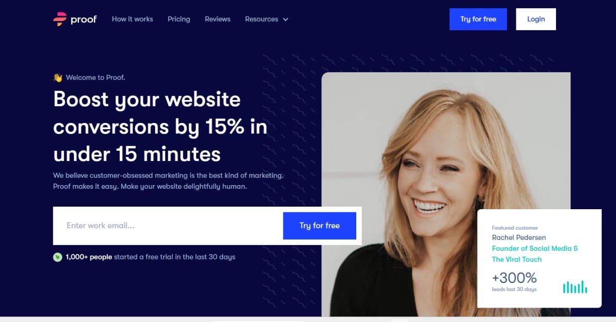 proof - saas website examples