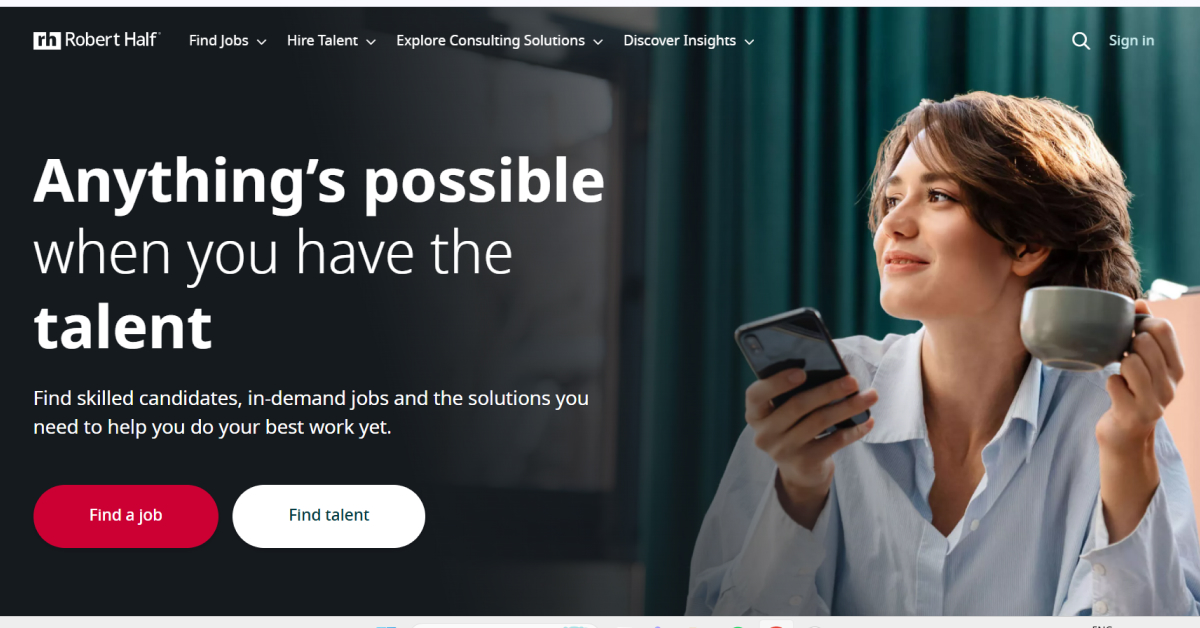 robert half - recruitment website examples