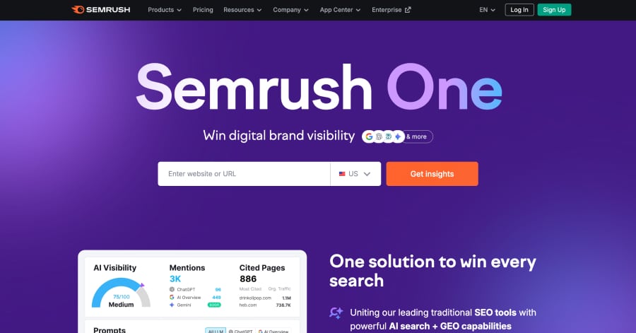 Semrush One - Lead Generation Website Example Semrush One - Lead Generation Website Example