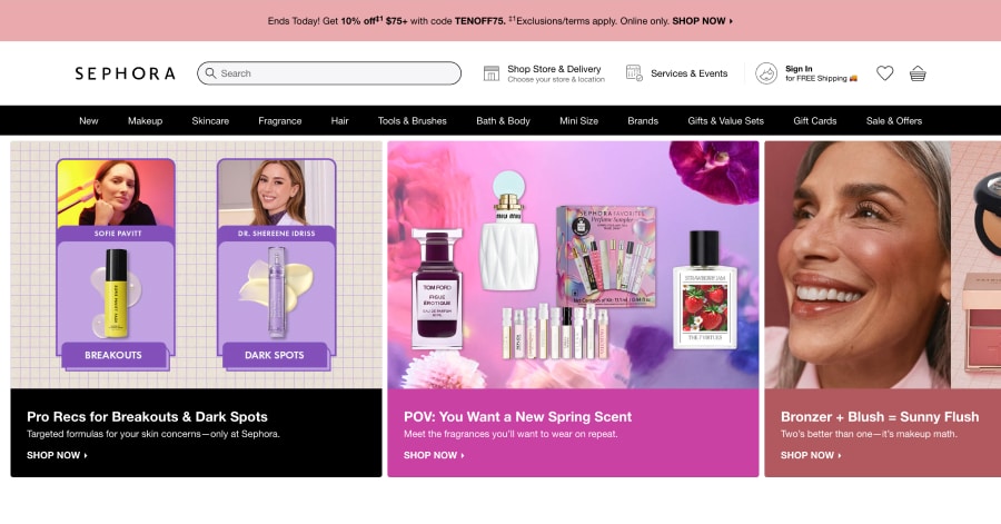 Sephora - Lifestyle Website Example