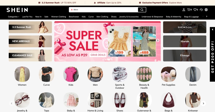 Shein - Lifestyle Website Example