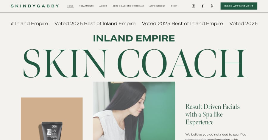 Skin by Gabby - Local Business Website Example