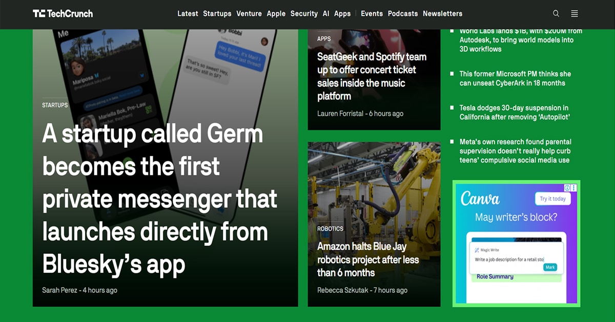 Tech Crunch - Technology Website Example Karkey - Technology Website Examples