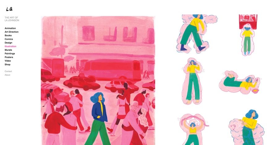 The Art of LA Johnson - Illustrator Website Examples