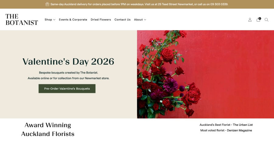 The Botanist - Minimalist Website Example