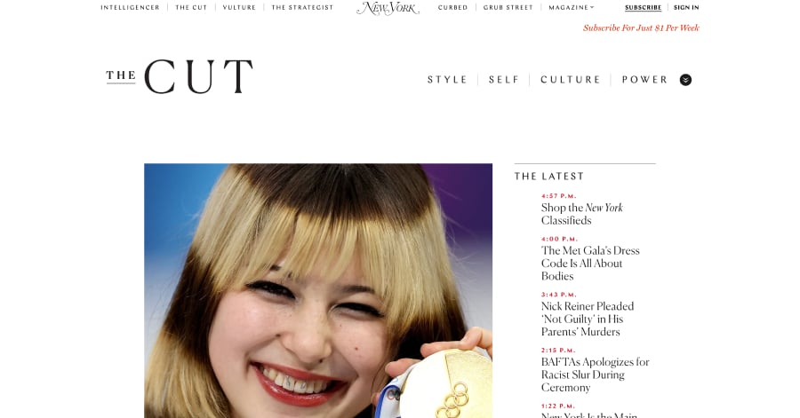 The Cut - Lifestyle Website Example