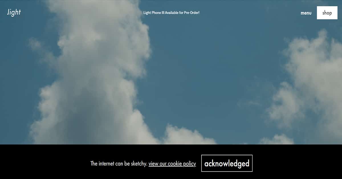 The Light Phone - Technology Website Example