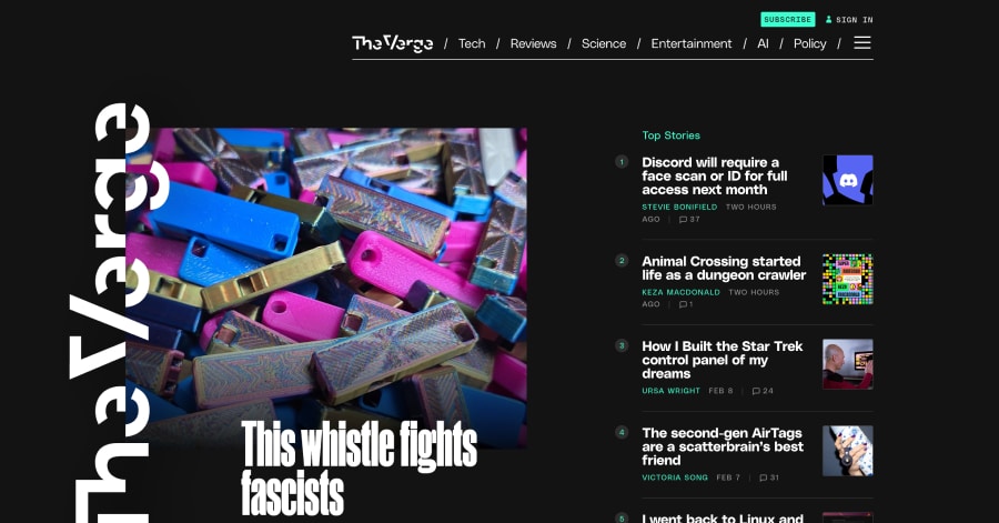 The Verge - Informational Website Example The Verge - Informational Website Example
