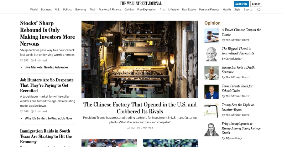 The Wall Street Journal - Informational Website Example The Wall Street Journal - Informational Website Example