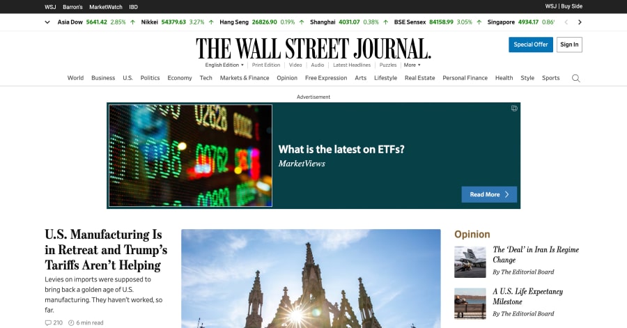 The Wall Street Journal - Journalist Website Exampl