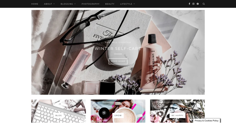 Thirteen Thoughts - Lifestyle Website Example