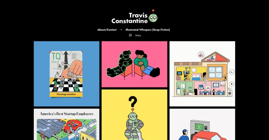 Travis Constantine - Illustrator Website Examples